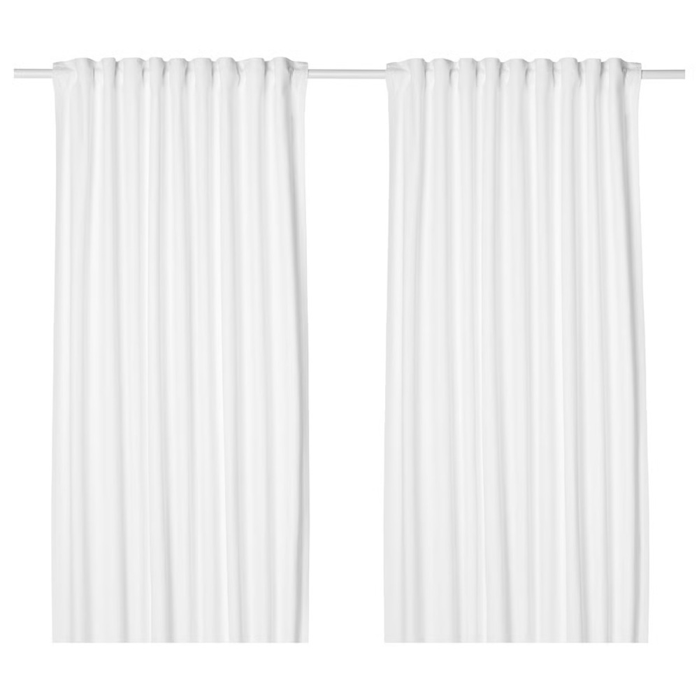 IKEA TIBAST White Curtains, 1 Pair, White With Heading Tape 57x98" - Picture 2 of 6